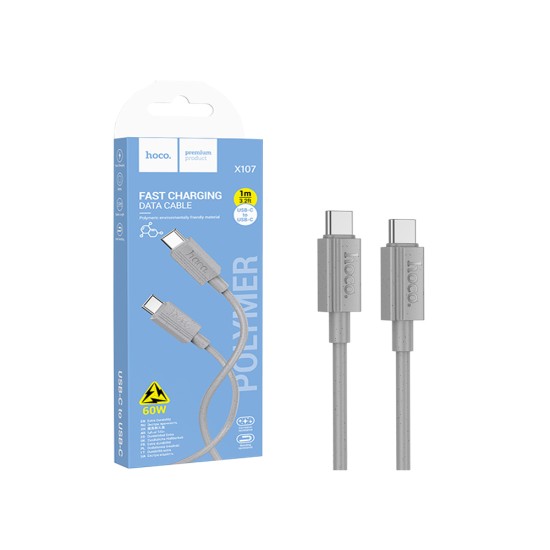 Hoco Cable X107 Favor Type-C to Type-C 60W 1m Gray Hoco Cable X107 Favor Type-C to Type-C 60W 1m Gray